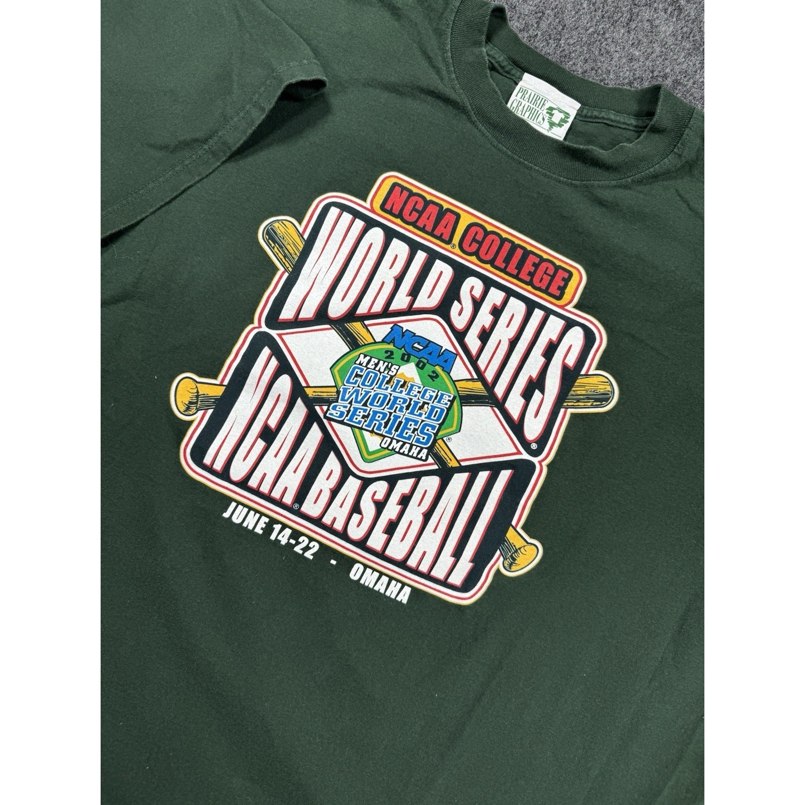 Vtg 2002 Ncaa College World Series Omaha Shirt Xxl Green Baseball Tee